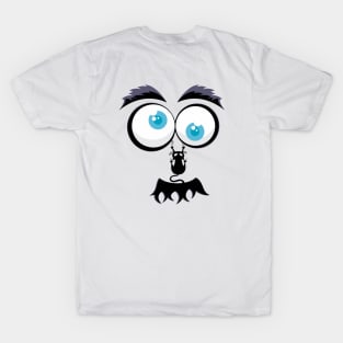 funny face mustache get scratching by cat T-Shirt